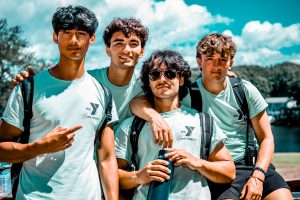 A Group of College Students Posing and Enjoying the Summer Vacation at YMCA in Worcester, MA