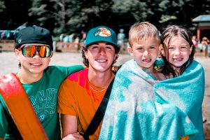 Students Posing for a Selfie during their Summer Camp Near a Lake in Worcester, MA