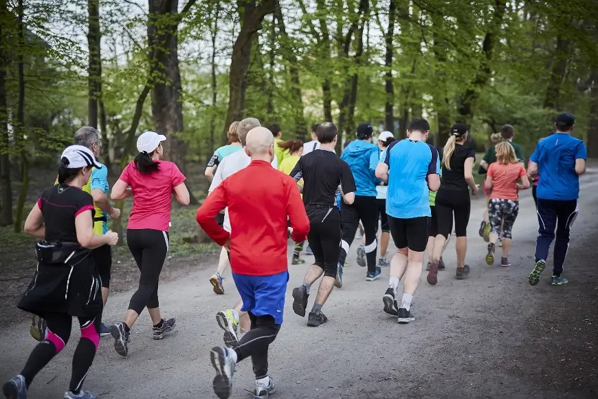 A group of people running in Central Massachusetts.