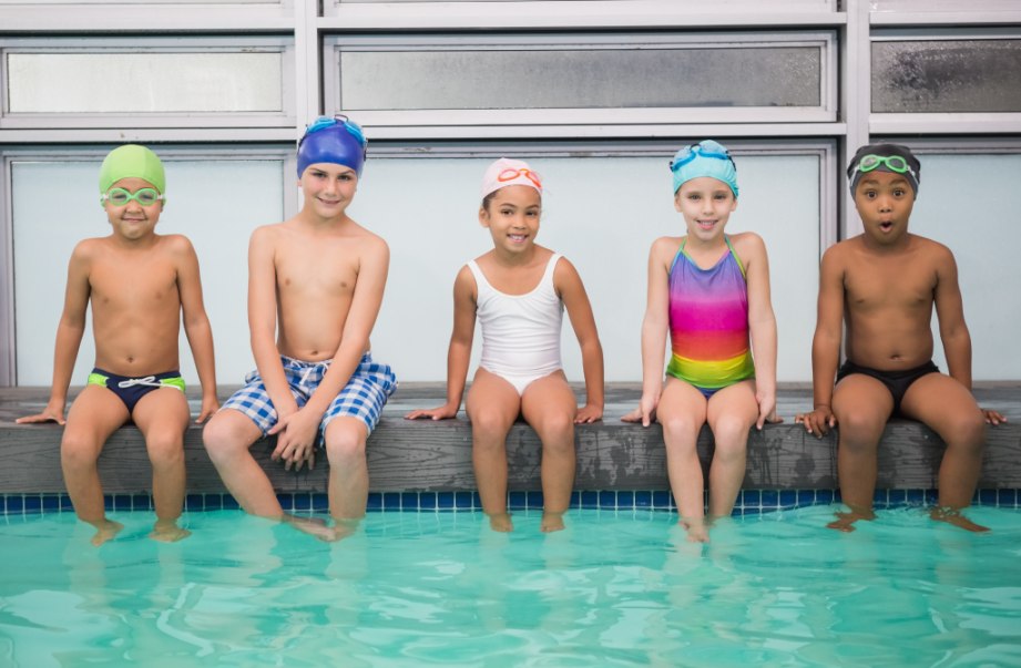 A group of children participating in a swimming program in Central Massachusetts